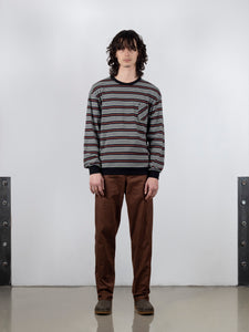 Border Stripes L/S Crew Pocket T-Shirt